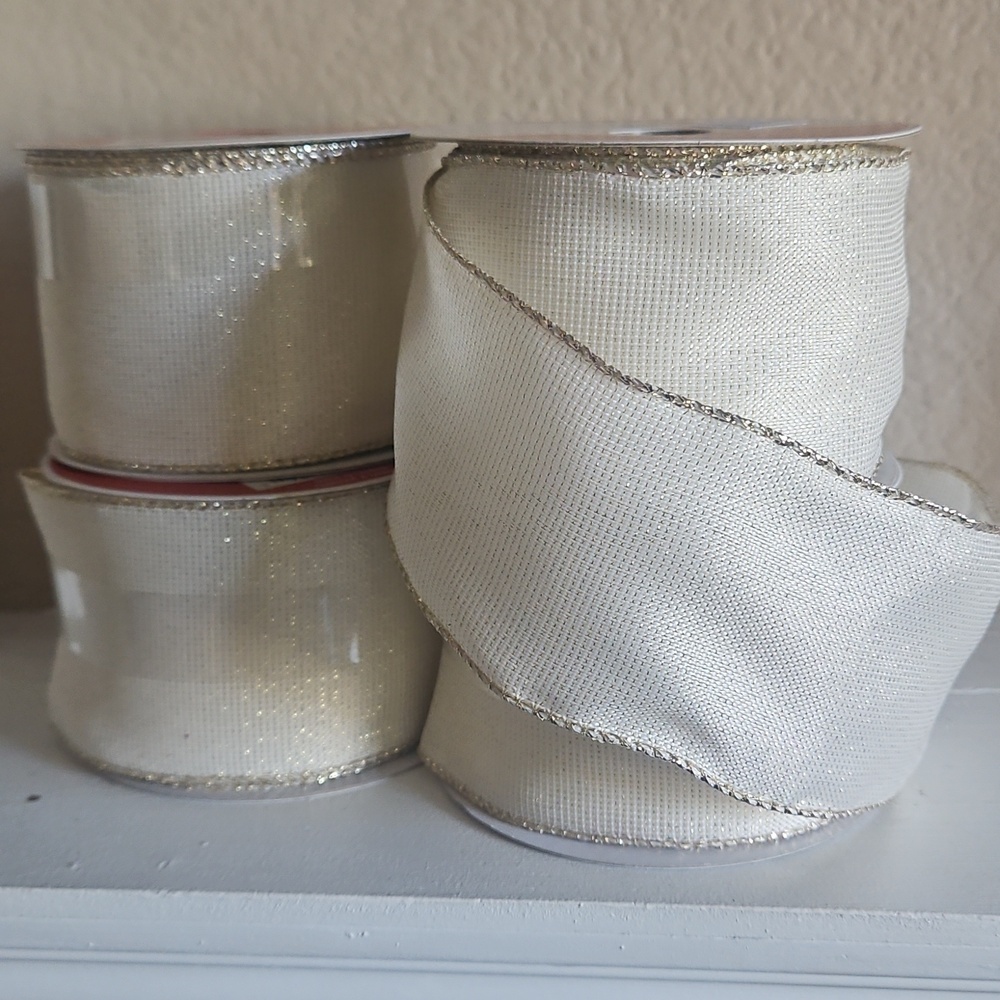 Celebrate it - Wired Cream and Metallic Gold Ribbon